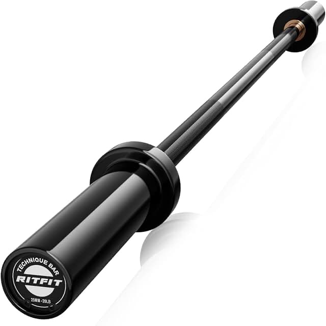 RITFIT 4ft/4.8ft/6ft Olympic Barbell for Strength and Weightlifting Training - 2 Inch Olympic Bar for Squat, Deadlift, Curl, Bench Press, Overhead Press - 350lbs/500lbs 