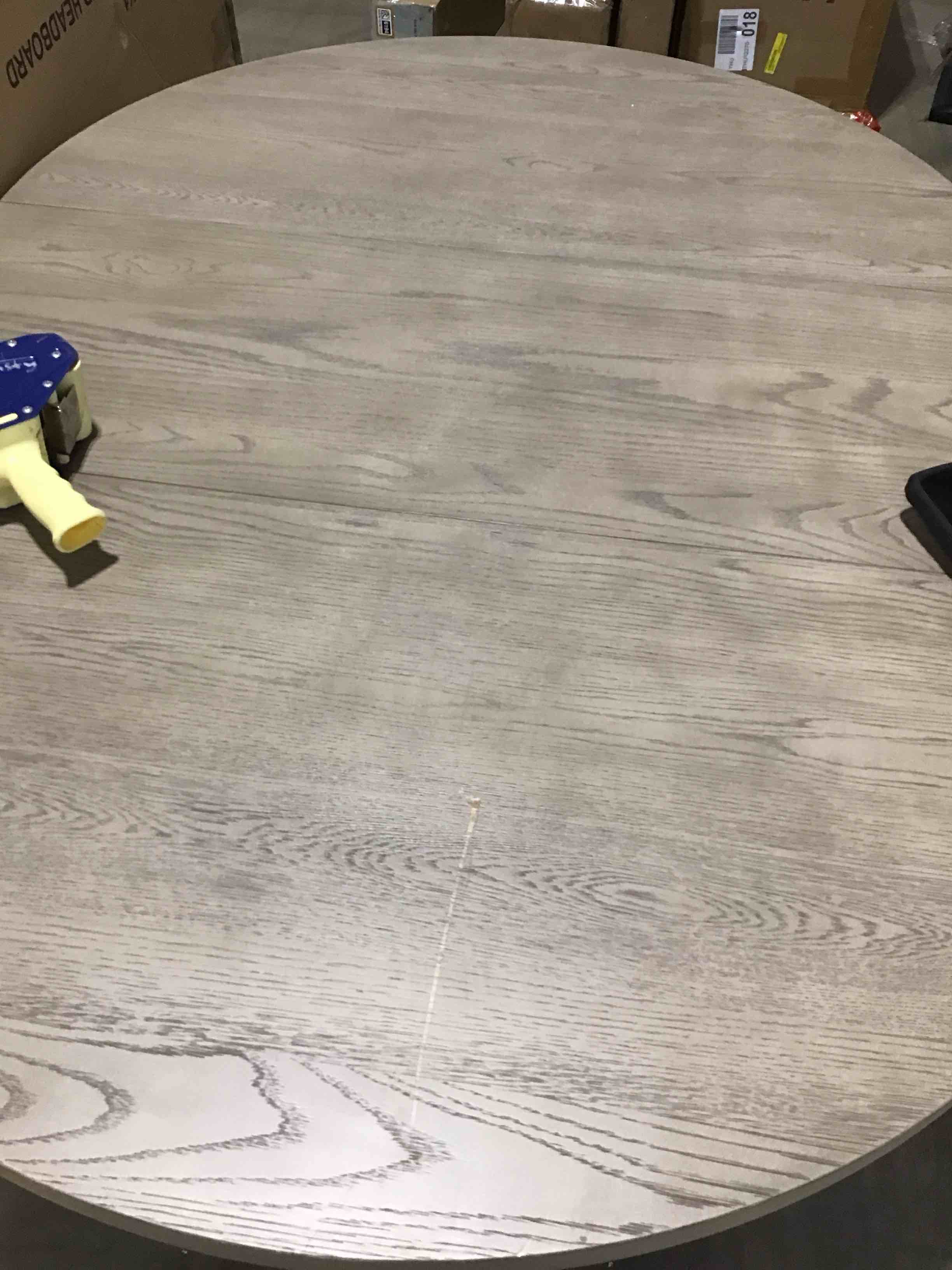 Condition photo showing As Is for Hillier Extendable Oval Solid Wood Base Dining Table