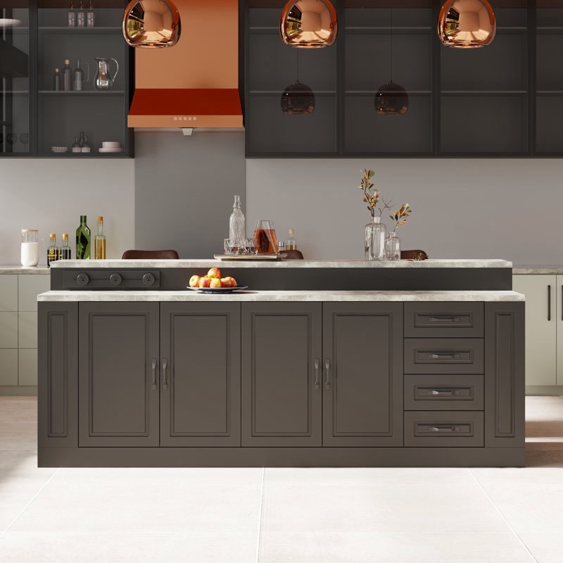 Incomplete Dejohn Kitchen Island with Solid + Manufactured Wood Top