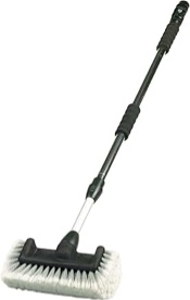 incomplete Carrand 93977 Flow-Thru 10" Quad Power Wash Soap Mixing Brush with 55" Aluminum Extension Pole , Black
