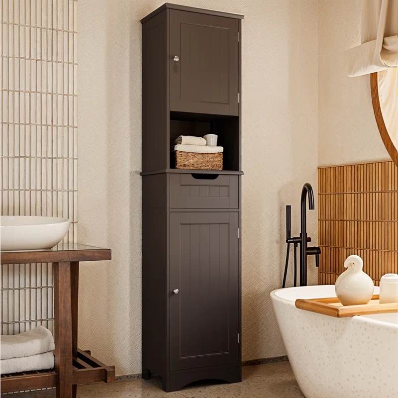 Zoe-Leigh 15.8" W x 67" H x 11.8" D Free-Standing Linen Cabinet
