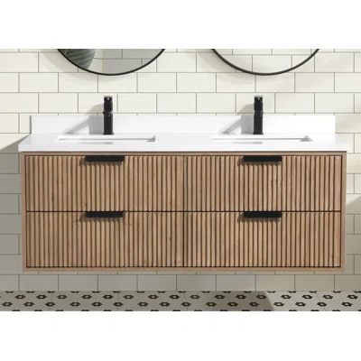 San Diego 55'' Double Bathroom Vanity with Engineered Stone Top