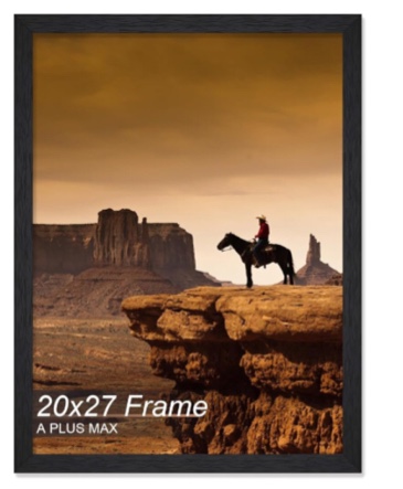 A PLUS MAX 20x27 Frame, Black Engineered Wood Picture Frame for 20 x 27 Inch Puzzle Poster Photo, Light Weight 20 by 27 Poster Frame with Wood-grain for Wall - 1 Pack/Black/20 x27