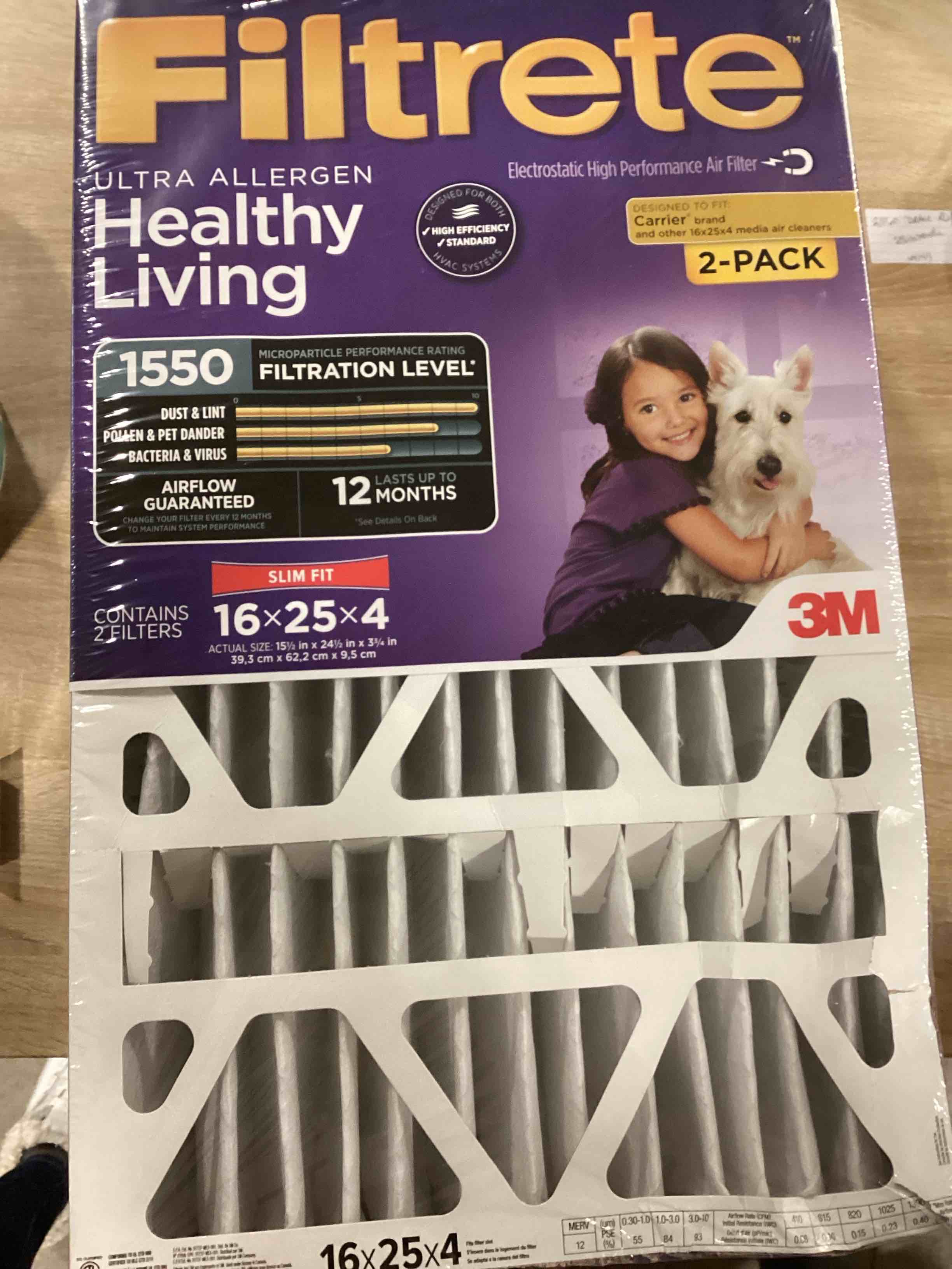 filtrete ac furnace air filter, certified asthma & allergy friendly, 3 month pleated 2 pack