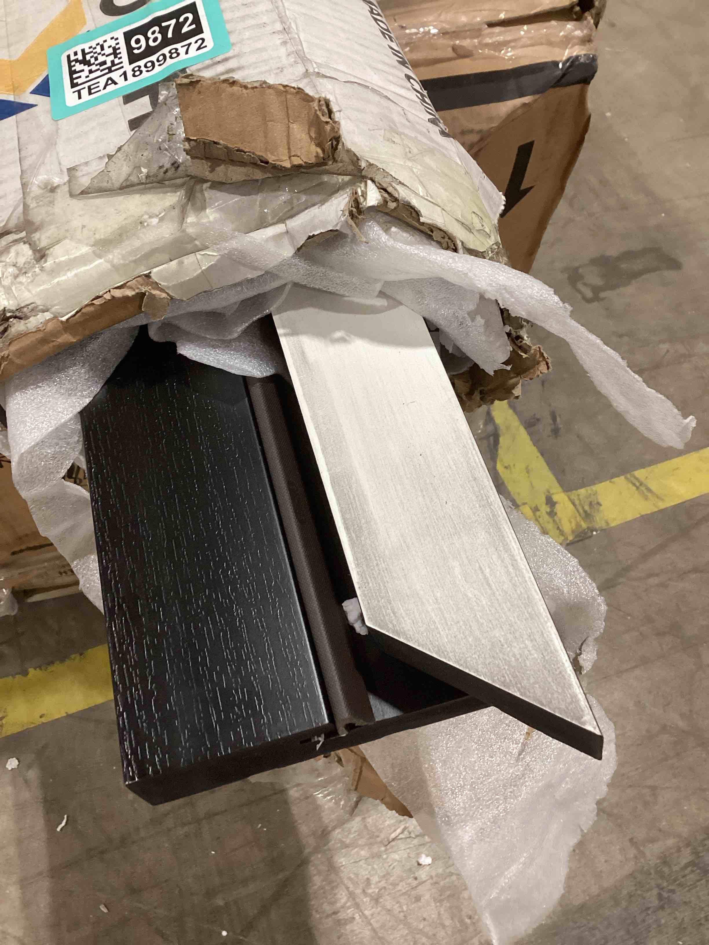 Condition photo showing Good Condition for Fiberglass Entry Door with Brickmould, Black Finished Knock-Down with Vinyl Frame,Left Hand Inswing Frosted Glass Door Design for Home