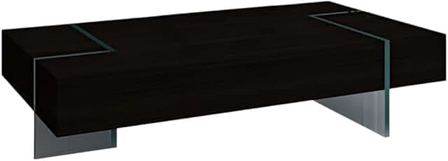  Black & Clear Wood & Glass Sled Coffee Table