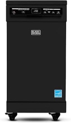 black+decker 18-inch portable dishwasher, 8-place setting capacity, mobile dish washer with 6 wash programs, led display, stainless steel tub, energy star certified, bpd8b.