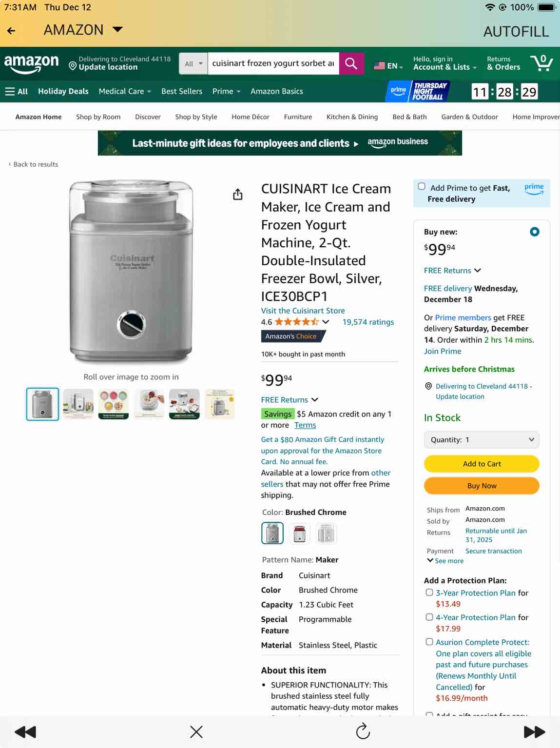 cuisinart frozen yogurt sorbet and ice cream maker 