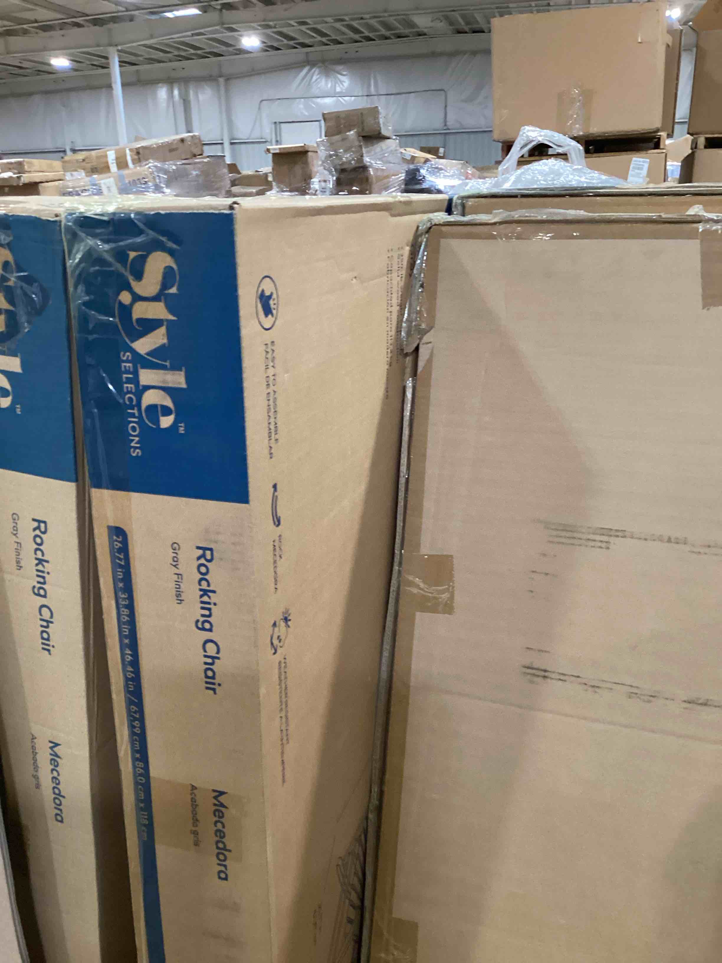 SERWALL Oversized Rocking Chair, Outdoor Rocking Chair for Adults, All Weather Resistant Porch Rocker for Lawn Garden, Grey