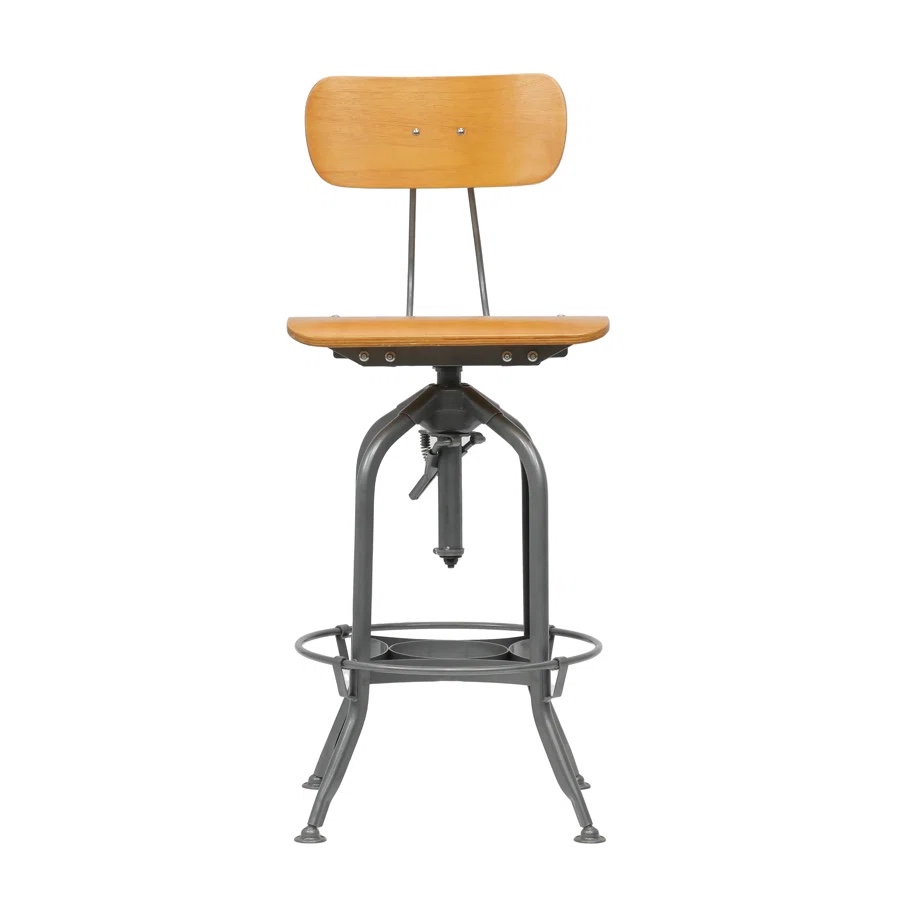 Jayriel Swivel Adjustable Height Counter Stool with Metal Frame