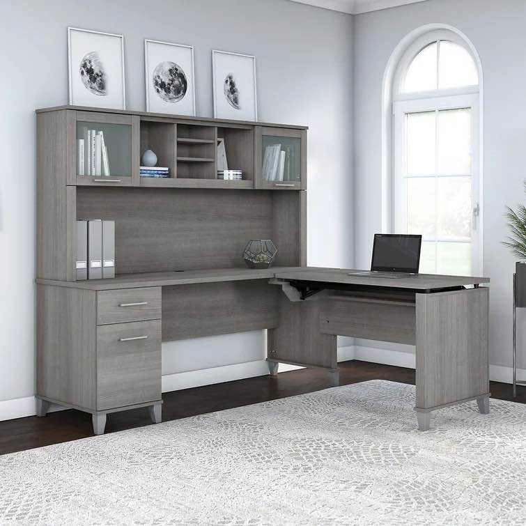 Magomed 72W L Shaped Desk With Storage In Storm Gray Piece 2 box 1 of 2