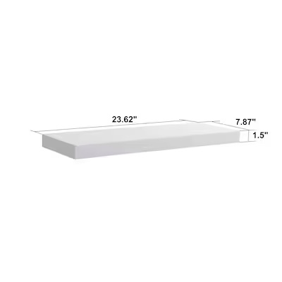 Origin 21 23.6-in L x 7.87-in D x 1.5-in H White Rectangular Floating Shelf