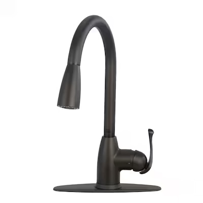 Project Source Tucker Matte Black Single Handle Pull-down Kitchen Faucet with Sprayer 