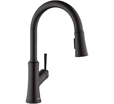Kitchen Faucets with Pull Down Sprayer Stainless Steel Industrial Single Handle 1 Hole Faucet for Farmhouse Matte Black