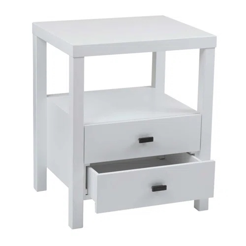 2-drawer Nightstand Bedside Table White