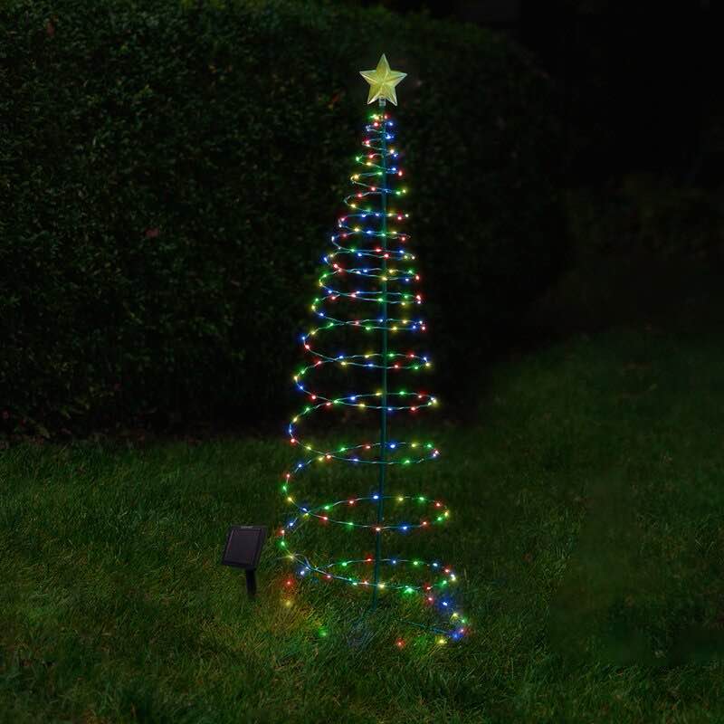 4'ft. Outdoor Solar Pre-Lit LED Spiral Christmas Tree - Holiday Decor Stake Light