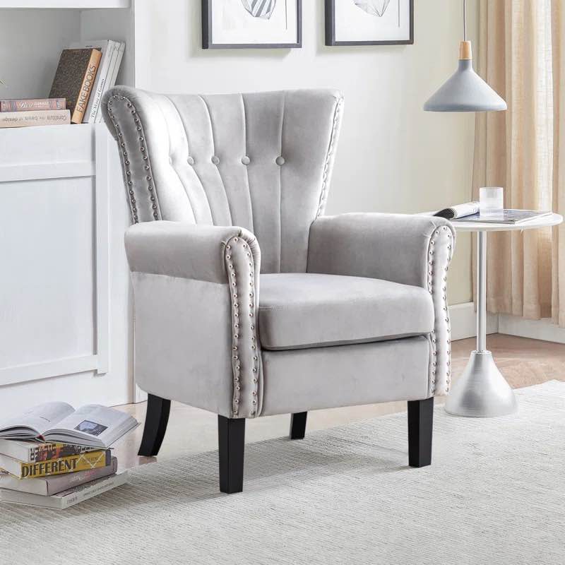 Dziana Velvet Wingback Chair