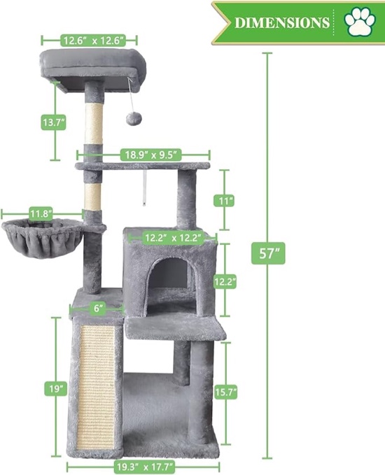 Duwane 60'' Cat Tree Tower Multi-Level Cat Condo with Scratching Posts, Perfect for Kittens and Small Cats