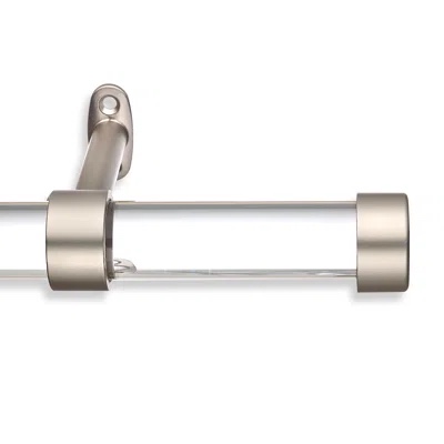 ((( color may slightly differ))) Cambria Designer Series 1 1/8 In Dia. Clear Acrylic Fixed Length Curtain Rod w/ End Cap sliver