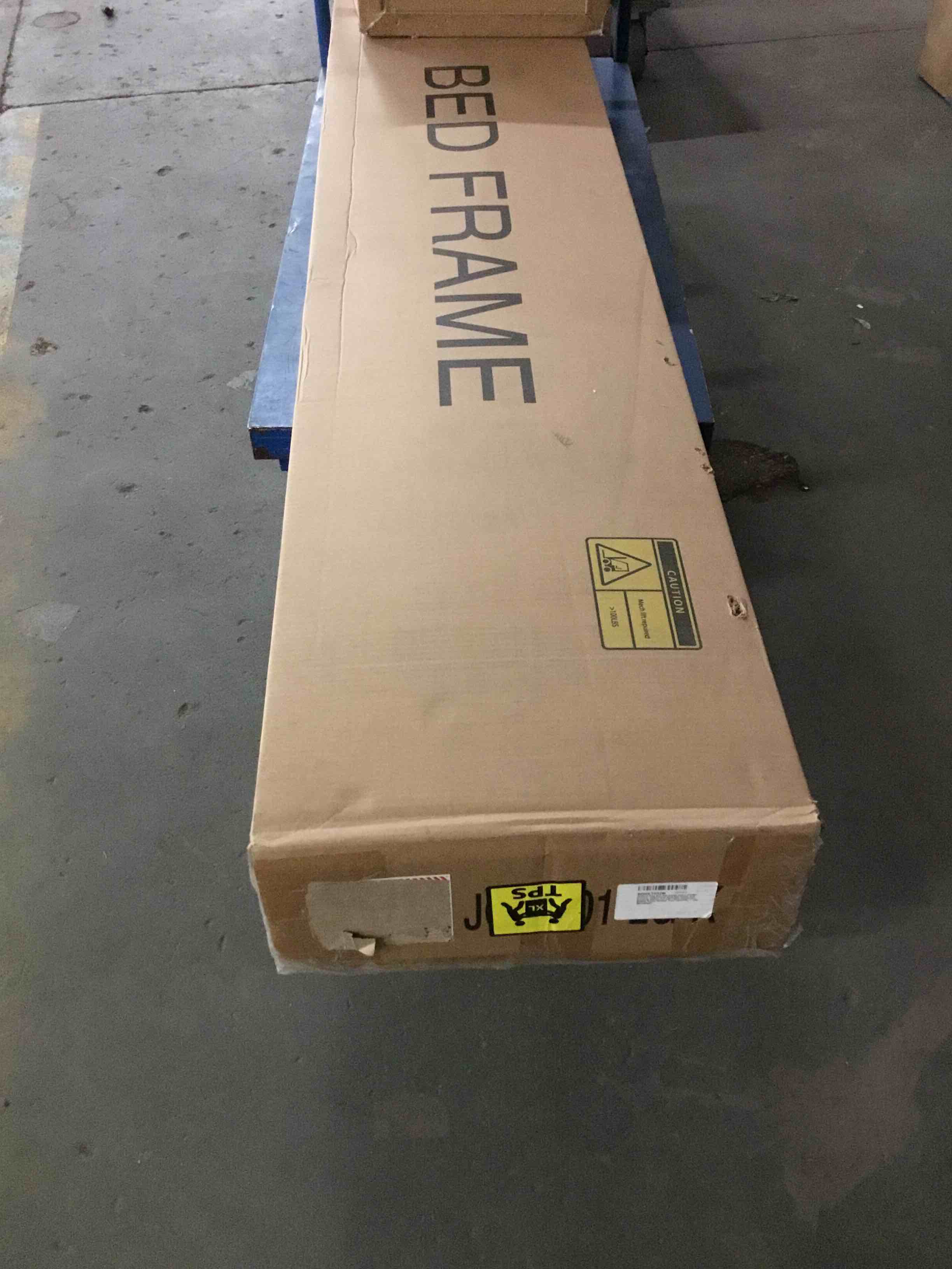 Condition photo showing Good Condition for king size bed frame with 2 storage drawers, upholstered king bed frame with charging station and led lights headboard, no box spring needed, easy assembly - light grey light grey king (u.s. standard)