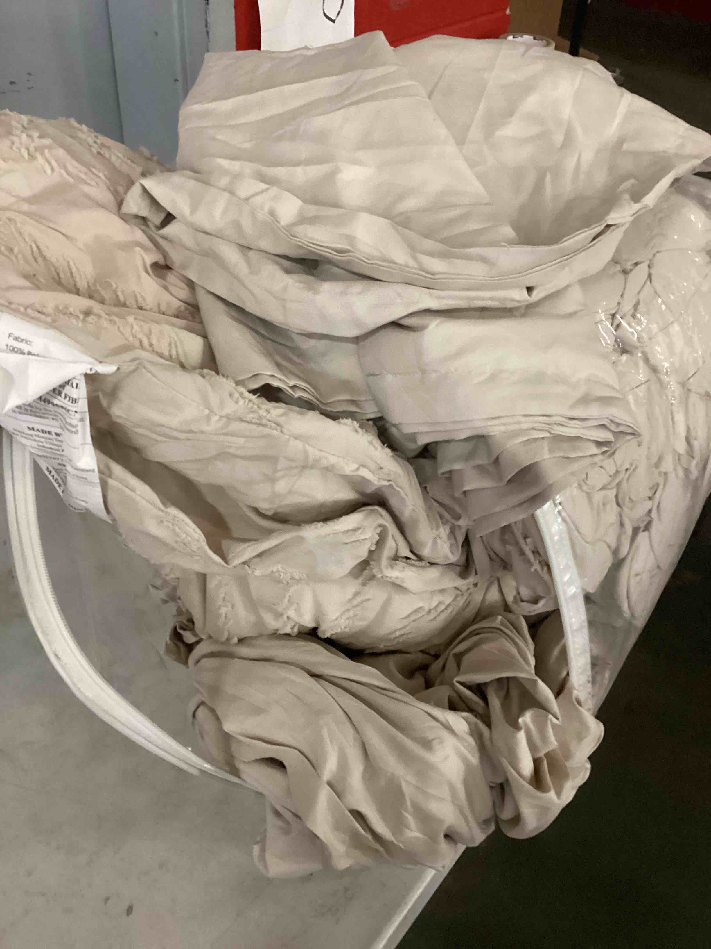 Condition photo showing As Is for litanika super king size comforter set with sheets beige - 7 pieces bed in a bag oversized king boho tufted complete bedding sets with comforter, sheets, pillowcases & shams beige super king (120"x120")
