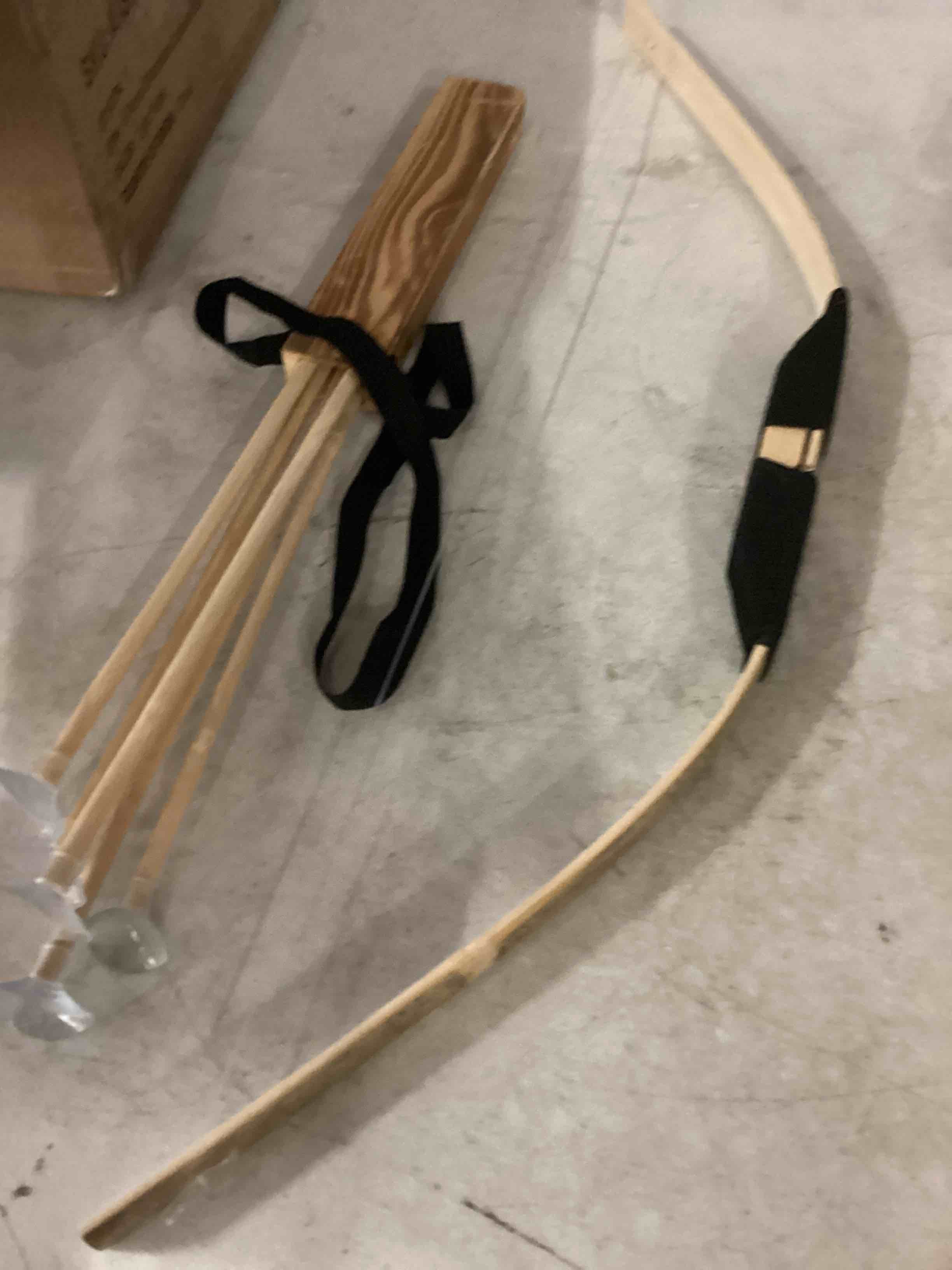 Condition photo showing As Is for kids bow and arrow set, 24 inch archery set handmade wooden toy bow and arrow gifts for kids boys girls - perfect for birthdays christmas halloween, cosplay game costume prop play