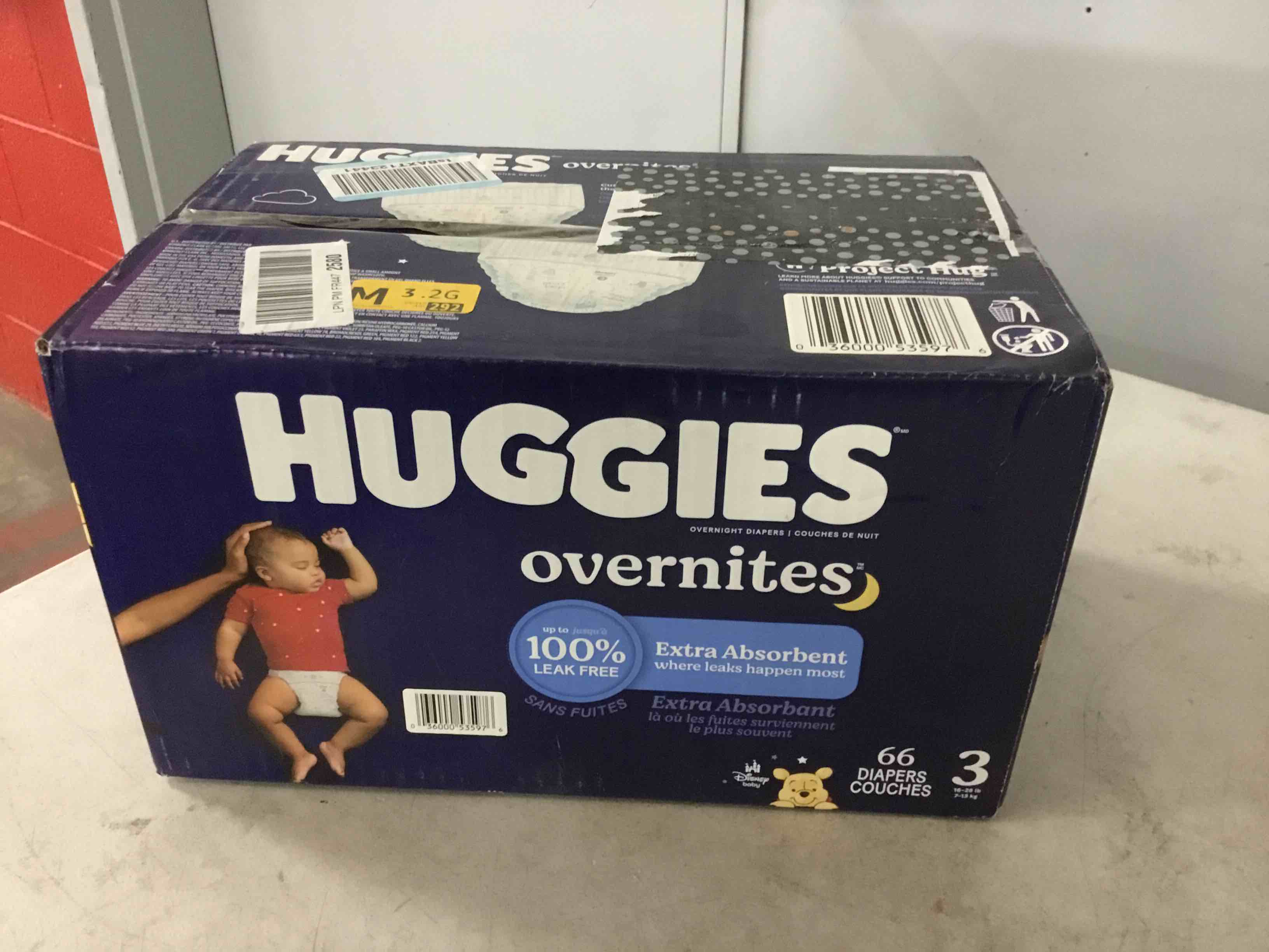 Condition photo showing New/Like New for huggies overnites size 3 overnight diapers (16-28 lbs), 66 ct, packaging may vary size 3 66