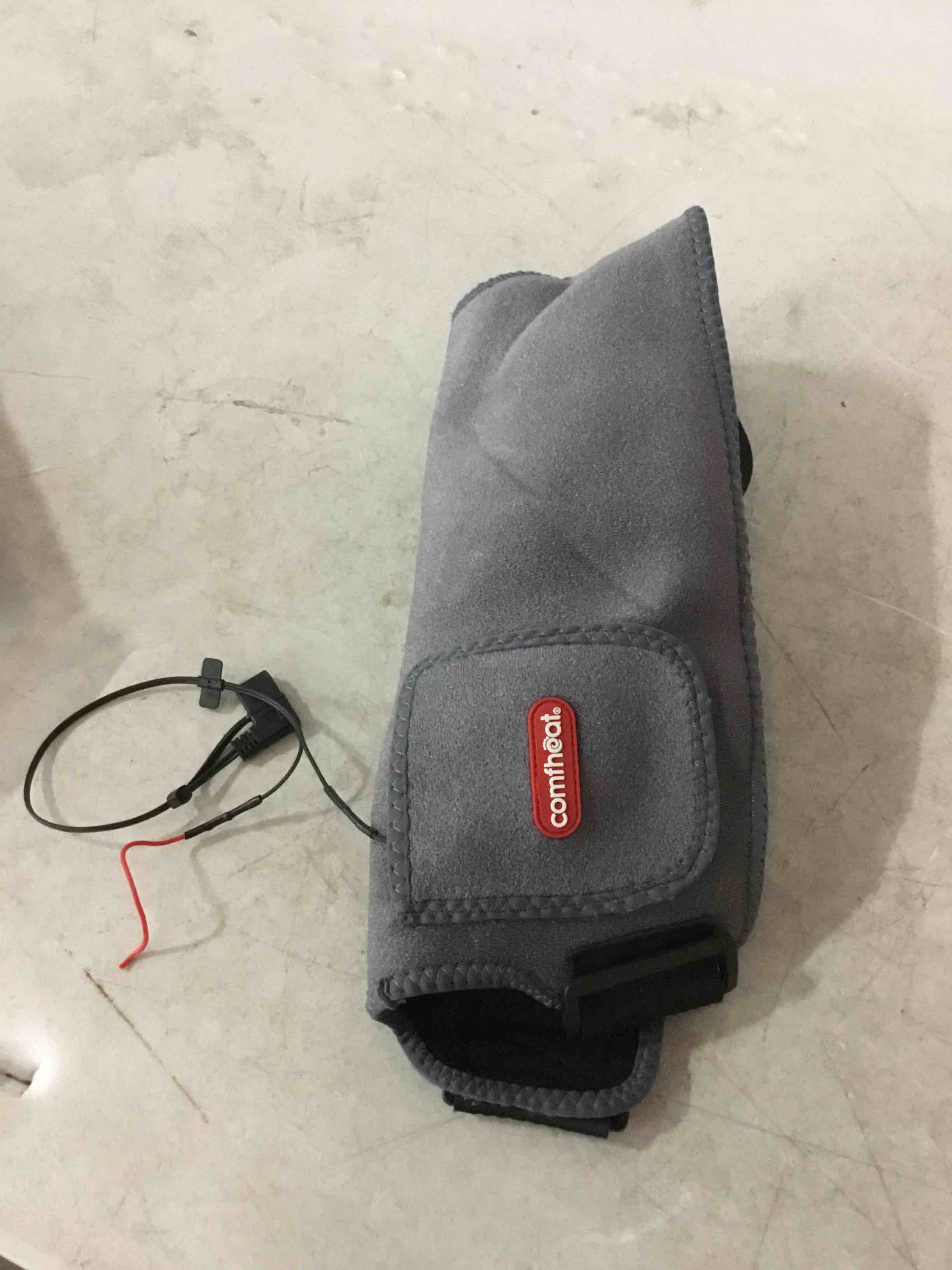 Condition photo showing As Is for cordless leg heating pad with vibration for pain relief, wearable wrap around heating pad for knee, shin splint, calf, arm, thigh pain relief, rechargeable with battery leg wrap