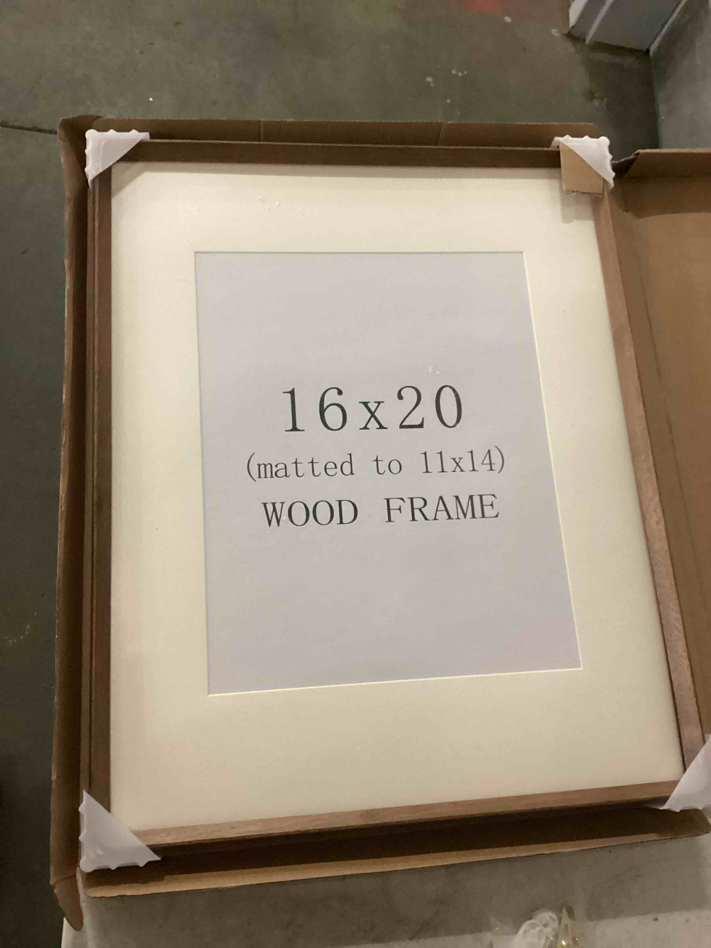 Condition photo showing Good Condition for 16x20 picture frame with mat for 11x14 - solid walnut wood 16 x 20 frame for poster & art print, lightweight, horizontal and vertical wall hanging for photo gallery (single, walnut)