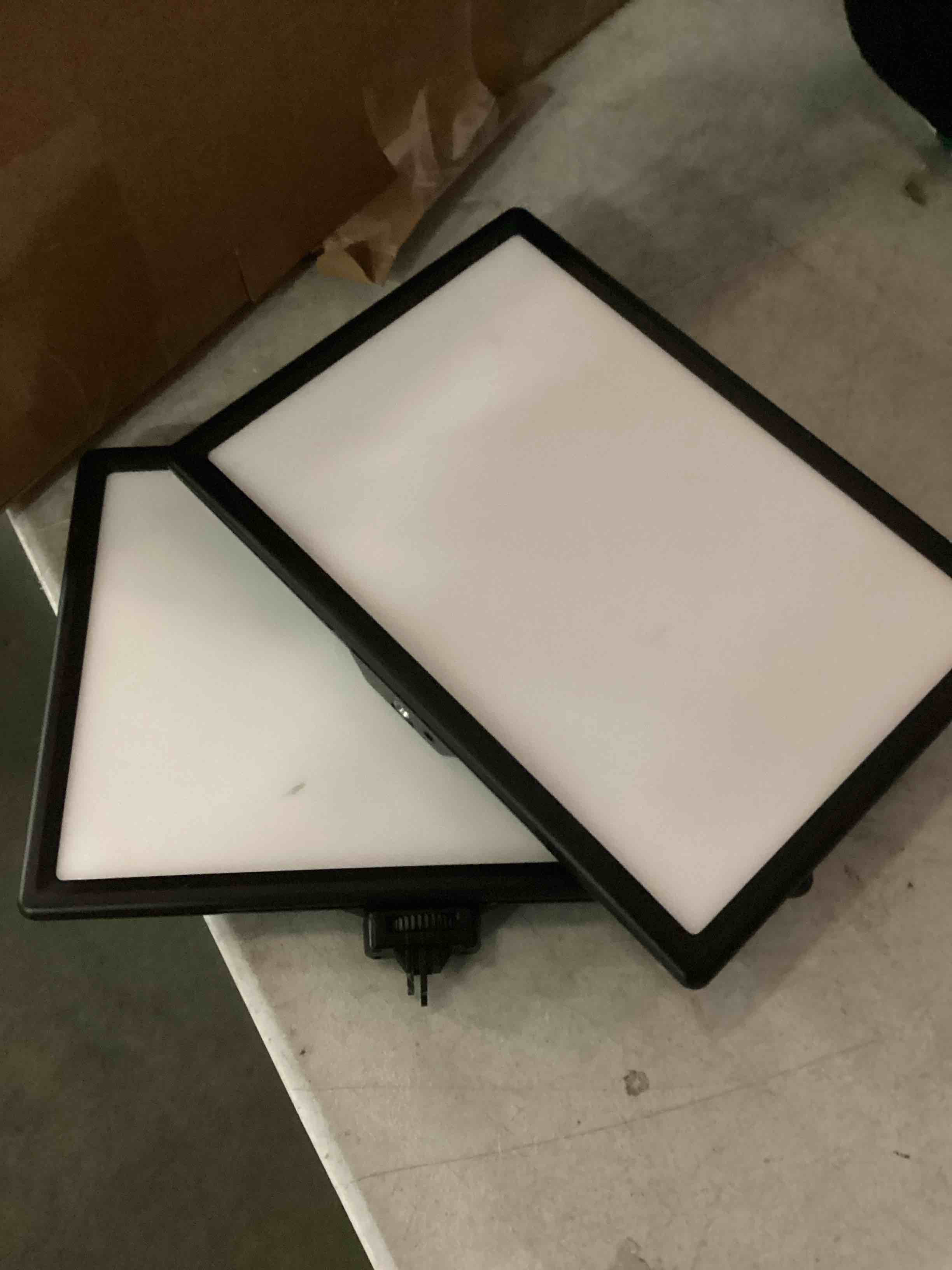 Condition photo showing As Is for raleno 13" edge-lit led video light panel kit (2-pack), bi-color 2500k-6500k soft studio lights with cri 95+, 75" stand & 8000mah battery, photography light for streaming/zoom/youtube/makeup