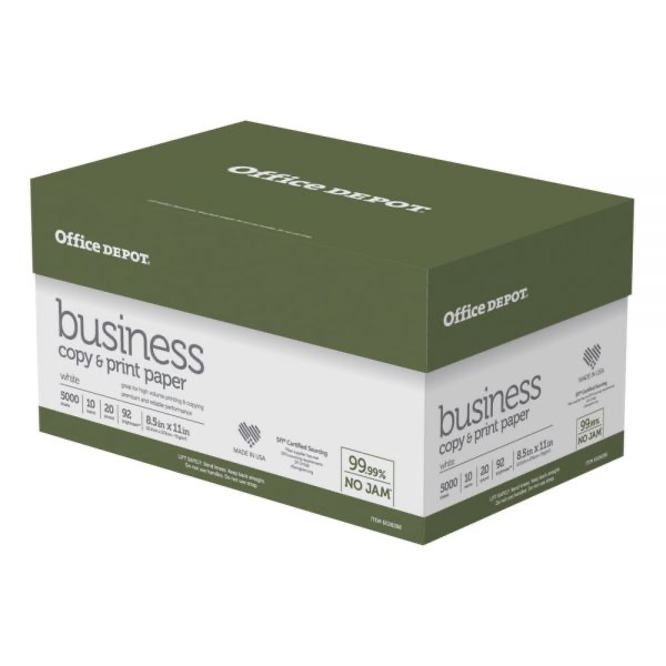 business multi-use printer & copy paper, white, letter (8.5" x 11"), 5000 sheets per case, 20 lb, 92 brightness