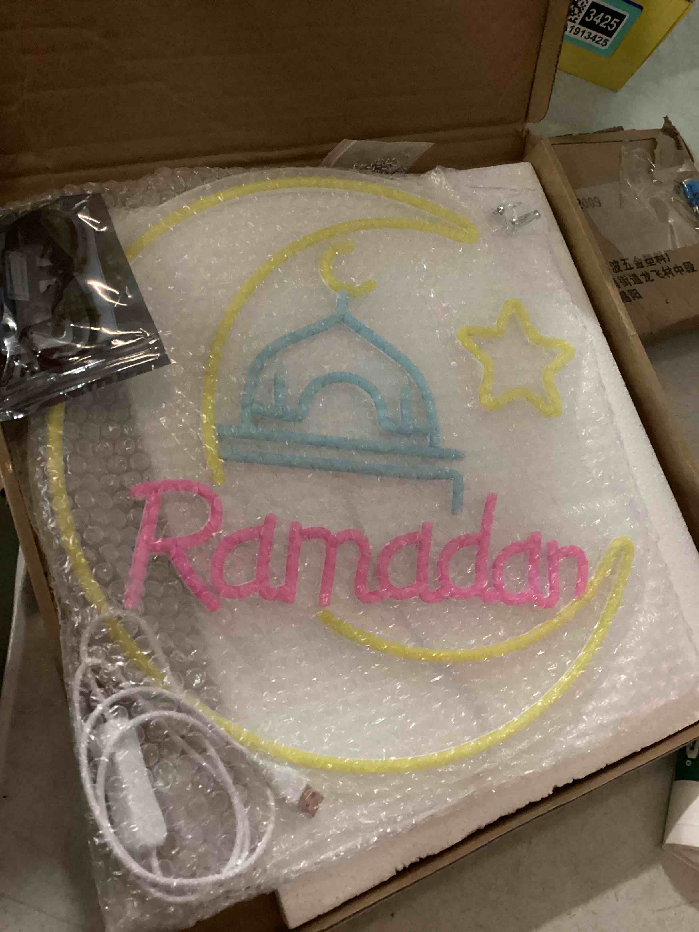 Condition photo showing Good Condition for ramadan kareem neon sign 15 in eid mubarak neon lights for wall decor muslim islamic led light sign for ramadan mubarak ramadan kareem sign islamic muslim home bedroom party decor gift