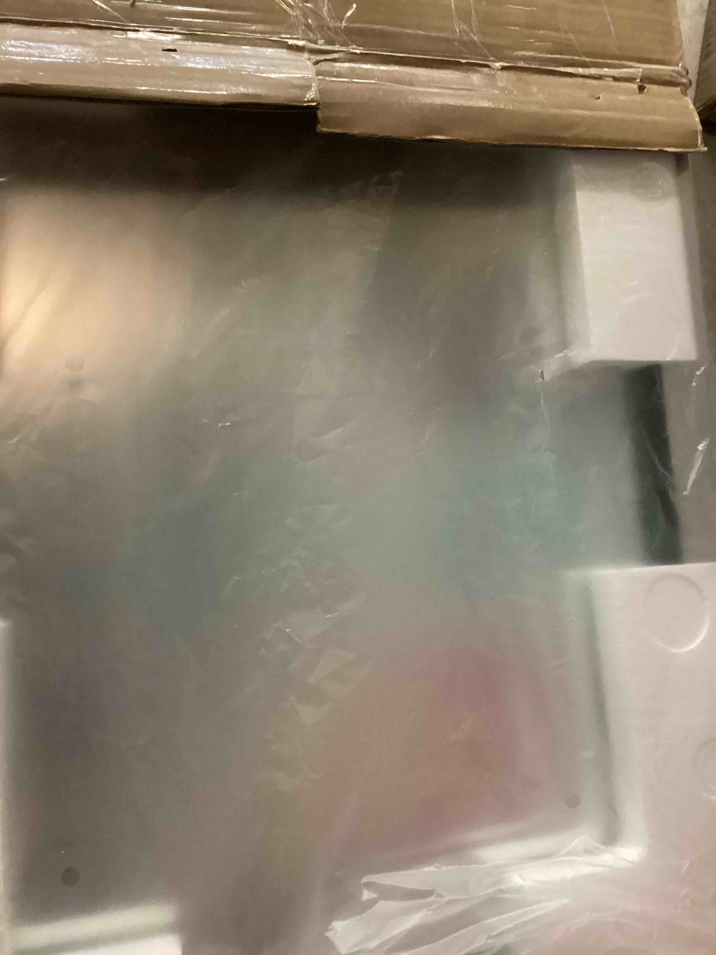 Condition photo showing New/Like New for loaao 20x16 inch black metal framed bathroom mirror for wall, matte black bathroom vanity mirror farmhouse, large rounded rectangle mirror, anti-rust, hangs horizontally or vertically black 20"l x 16"w