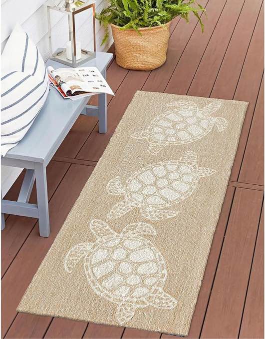 Condition photo showing Good Condition for Liora Manne CAPRI Indoor/Outdoor Handmade Synthetic Blend Durable Area Rug - Traditional Stripe Coastal Beach Decorative (Ropes Neutral) (2' x 5') set of 2
