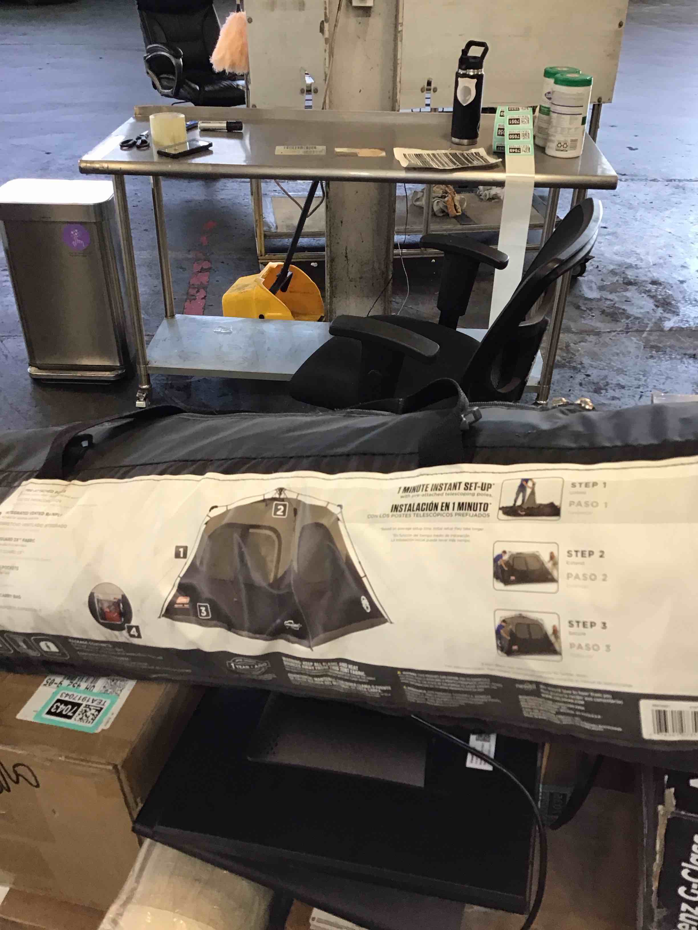 Condition photo showing As Is for Coleman 6-Person Cabin Camping Tent with Instant Setup  1 Room  Gray