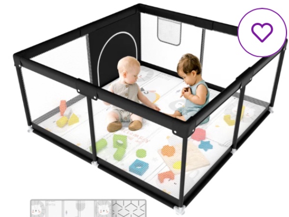 Baby Playpen with Mat, 47 x 47inch Playpen, Playpen for Babies and Toddlers, Small Baby Play Pens