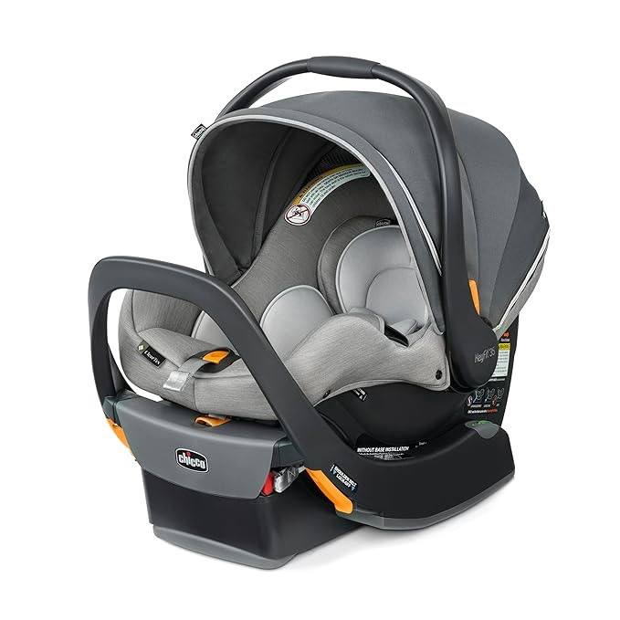 Chicco KeyFit 35 Zip ClearTex Infant Car Seat and Base, Rear-Facing Seat for Infants 4-35 lbs, Infant Head and Body Support, Zip-Open Privacy Shield, Compatible with Chicco Strollers | Ash/Grey