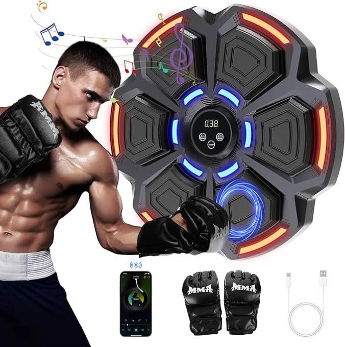 snawowo Music Boxing Machine for Adults, Bluetooth Music Punching Machine with Gloves, Electronic LED Boxing Machine Wall Mounted Music, 9 Modes & 9 Speeds, Home Indoor Workout Trainer Equipment Visit the snawowo Store