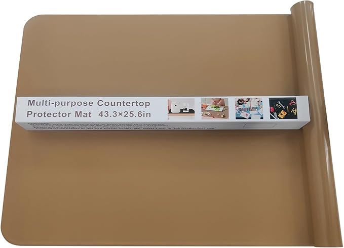 KVK 43.325.6in Silicone Mats for Kitchen Counter - Extra Large Silicone Mat Heat Resistant - Glossy Bottom Non Slip - Universal Painting Craft Resin Mat Table Countertop Protector, Taupe