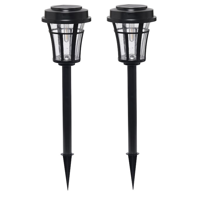 Portfolio 2-Pack 100-Lumen-Watt Black Solar LED Outdoor Path Light with Motion Sensor (3300 K)