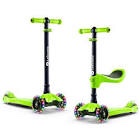LaScoota 2-in-1 Kids Kick Scooter, Adjustable Height Handlebars and Removable Seat, 3 LED Lighted Wheels and Anti-Slip Deck, for Boys & Girls Aged 3-12 and up to 100 Lbs.