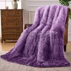 Weighted Blanket 15lbs for Adults, Bubble Faux Fur Sherpa Fleece Weighted Blankets for Sleep and Calming, Warm Fuzzy Plush Heavy Blanket for Queen Size Bed, Washable, 60"x80", Purple