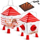 Dreyoo Chicken Feeder and Waterer Set, Heated Poultry Waterer, Can be Hung or Placed on Ground 13 LB Automatic Chicken Feeder and 2 Gallon Heated Chick Drinker for Chickens, Ducks, Pigeons and Quail