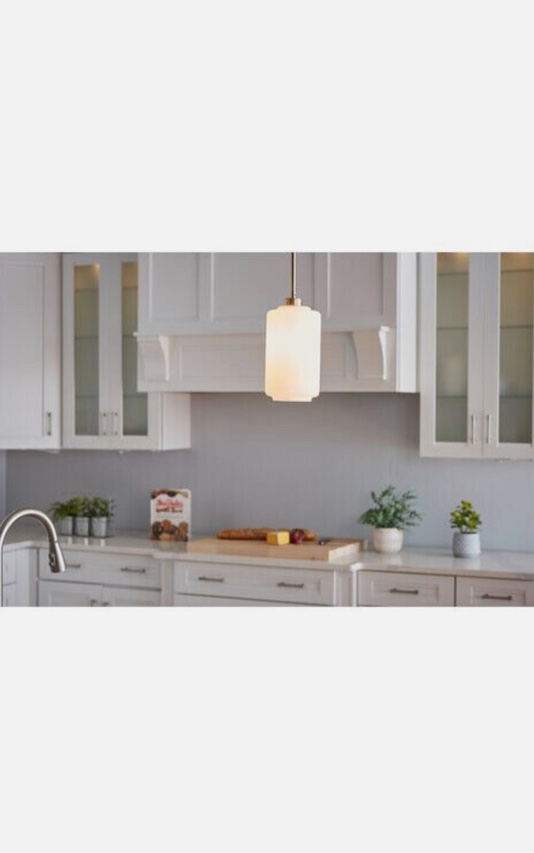 Origin 21 Kason Transitional White Glass Cylinder Mini Hanging Pendant Light