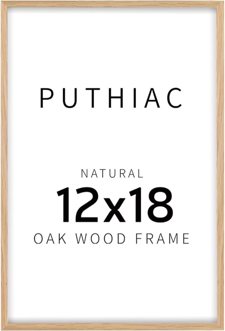 puthiac 12x18 Oak Wood Picture Frame - Minimalist 12x18 Poster Frame, 12"x18" Picture Frame Wood, Natural Solid Wooden Picture Frames for Wall Art Photo and Prints(3 Pack, Beige)