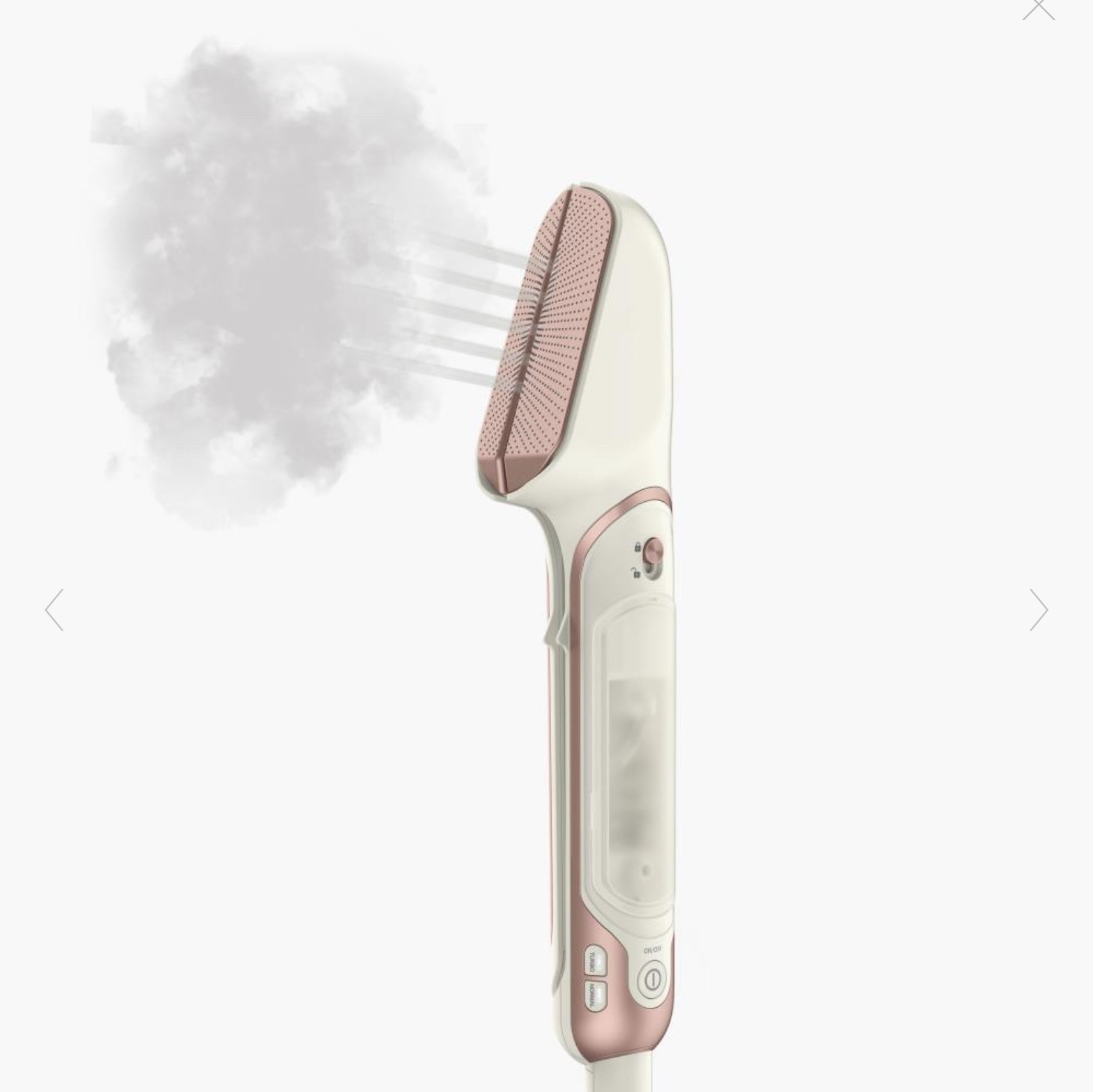 The Clothing Steamer/Iron/Pressr AC plug. 14 1/2" L x 3" W x 2" D. (1 1/2 lbs.)