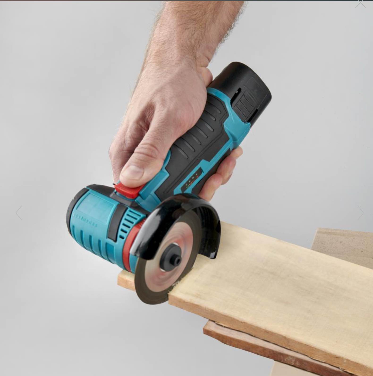 The Rechargeable Mini Circular Saw 81/2" L x 4" W x 23/4" H. (13/4 lbs.)