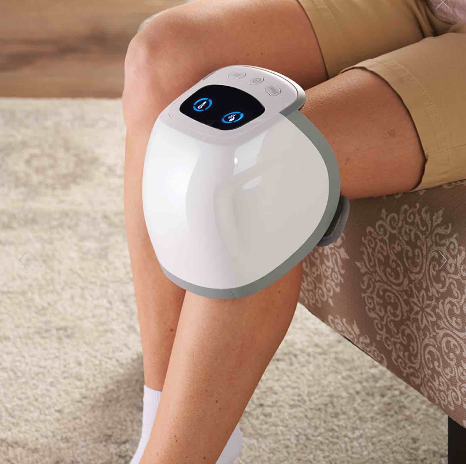 The Compression Knee Massager 7 1/2" H x 6 1/2" W x 5 3/4" D. (1 3/4 lbs.)