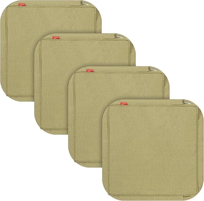 Pcinfuns Patio Cushion Covers Replacement,Outdoor Cushion Covers 24x24x4 inch Slipcovers for Patio Furniture,Seat Cushions Cover with Zipper,4 Pack,Ginger Yellow