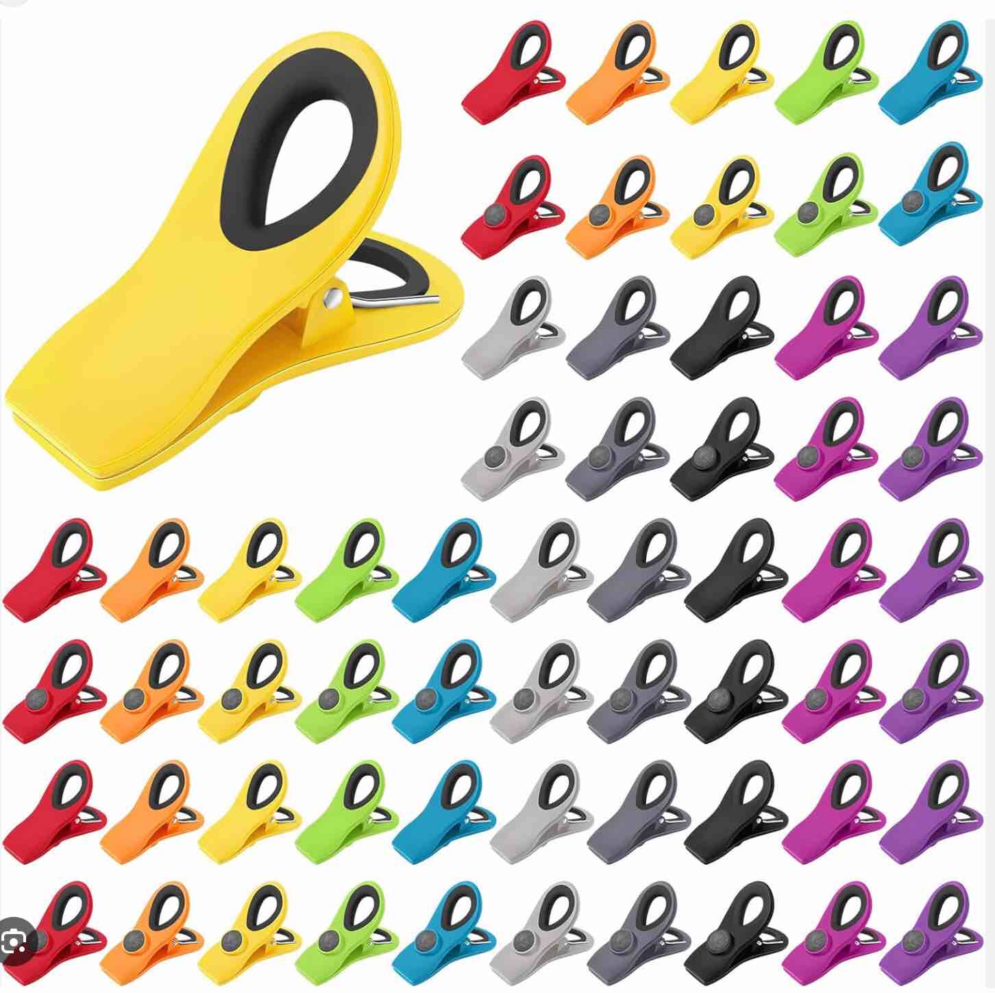 Amylove 70 Pcs Bag Clips with Magnet, 10 Assorted Bright Colors, Magnetic Clips, Plastic, 3 Inch, Decorative Colorful